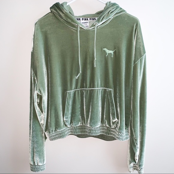 PINK Victoria's Secret Tops - PINK sweatshirt crop top 💚🖤💧